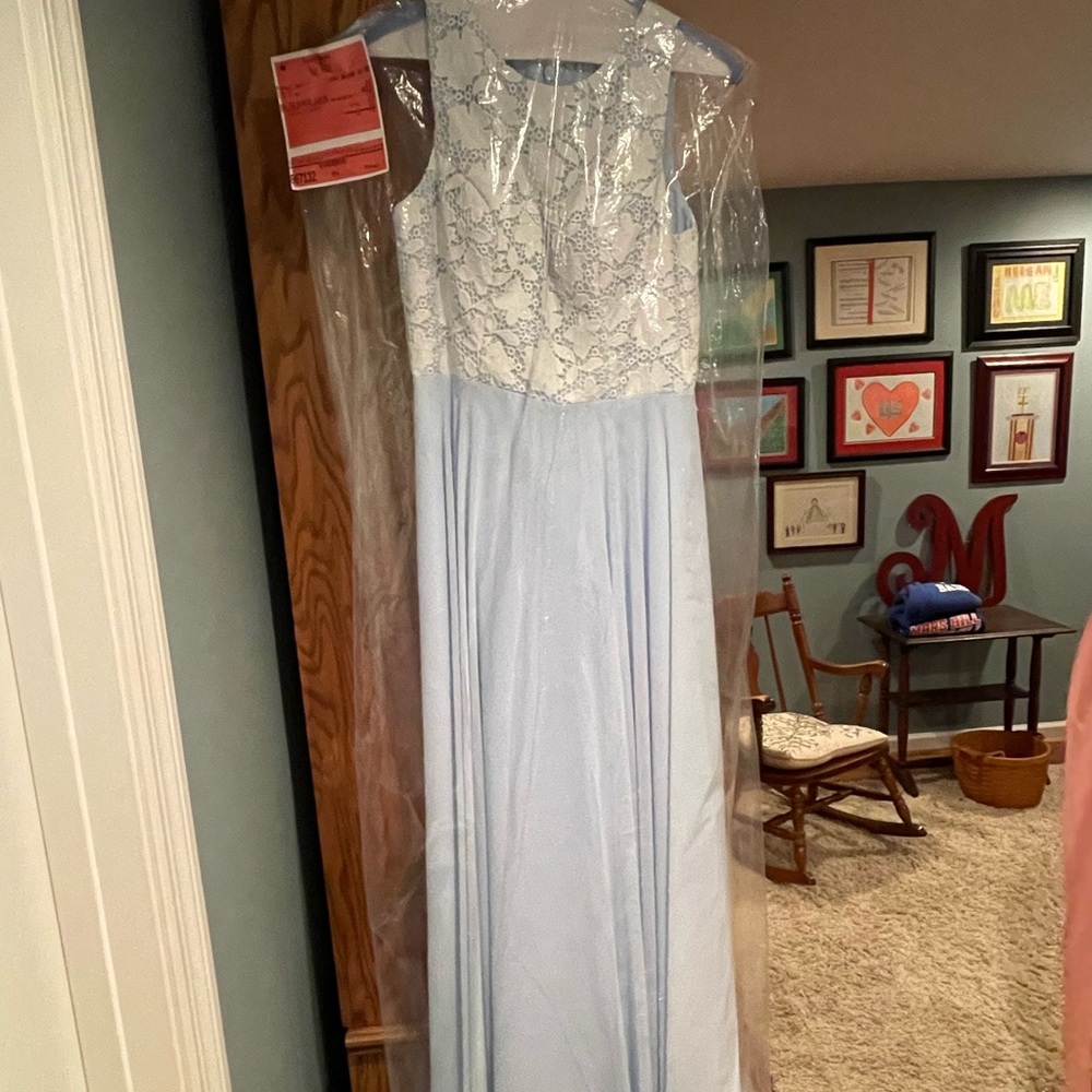 JJ’s House Blue and White Prom Dress